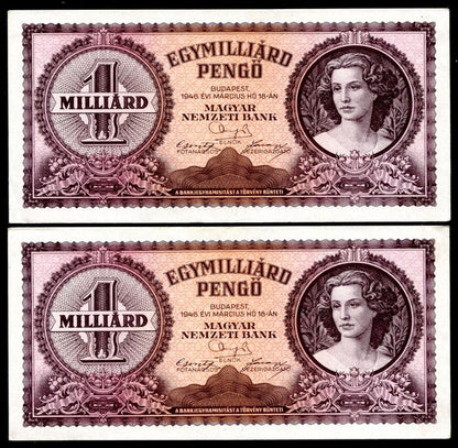 1946 R 1 milliárd Pengő - sorszámkövető
